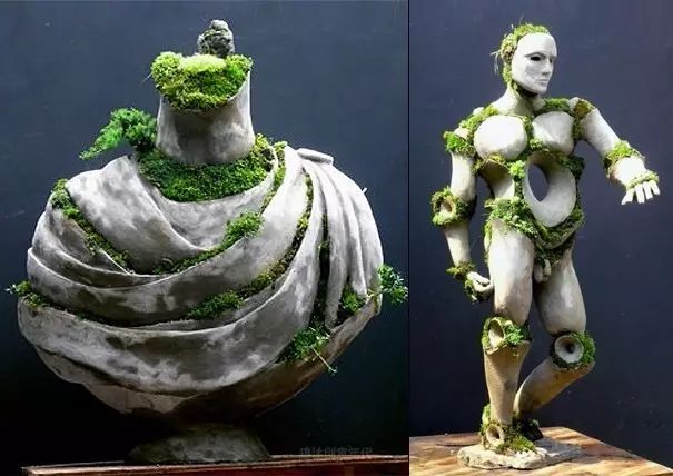 超有創意，是雕塑還是花盆？