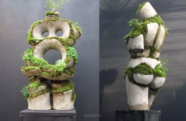 超有創意，是雕塑還是花盆？