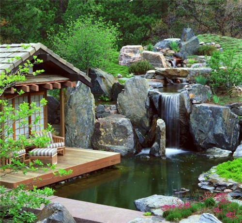 設計巧妙瀑布景觀江南美景花園